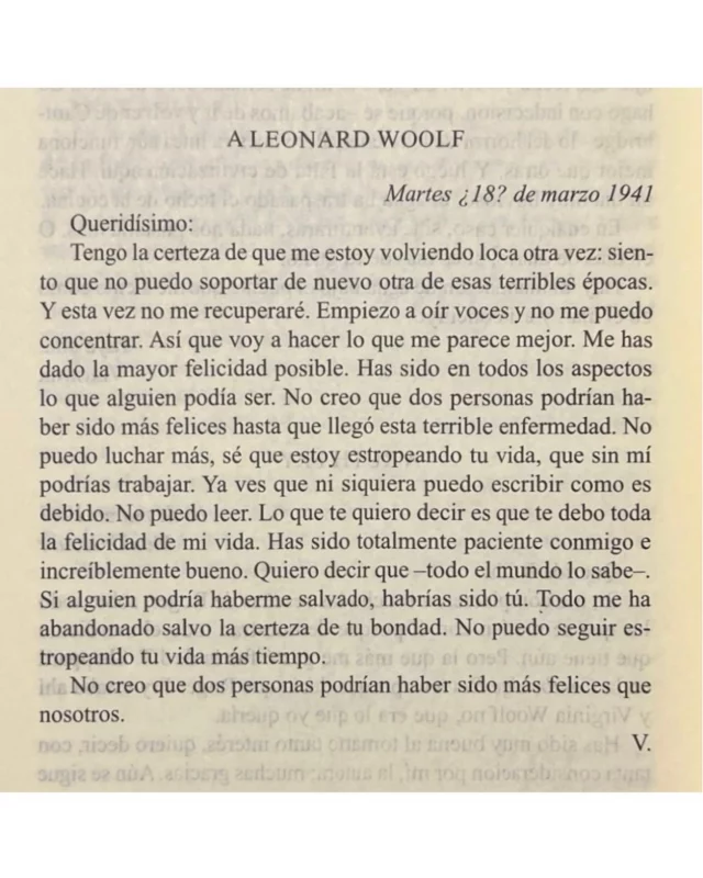 ✍🏽Desde que leí esto, me rompió el corazón; cada palabra la siento profundamente; imaginarme a Virginia Woolf escribiendo esto es realmente desgarrador… 


Que sea un día bonito pa’ todos.
.
.
#alto_voltaje_emocional #virginiawoolf #libros #bookstagram #2026