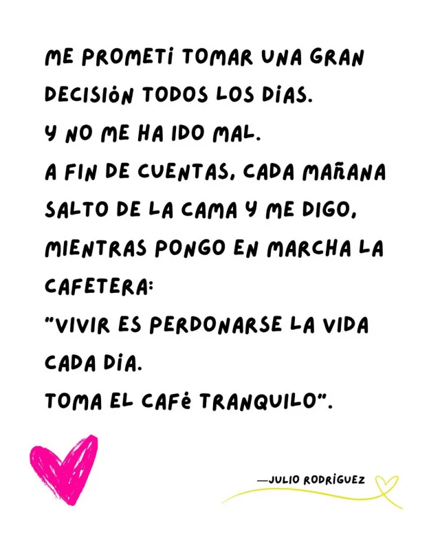 ❤️ Así, tal cual… Guardemos este recordatorio, tomemos el café tranquilos… Vamos a darle lo bonito a esta vida

Que sea un día muy chulo pa’ todos.
.
.
#alto_voltaje_emocional #quotes #blogpersonal #libros #2026