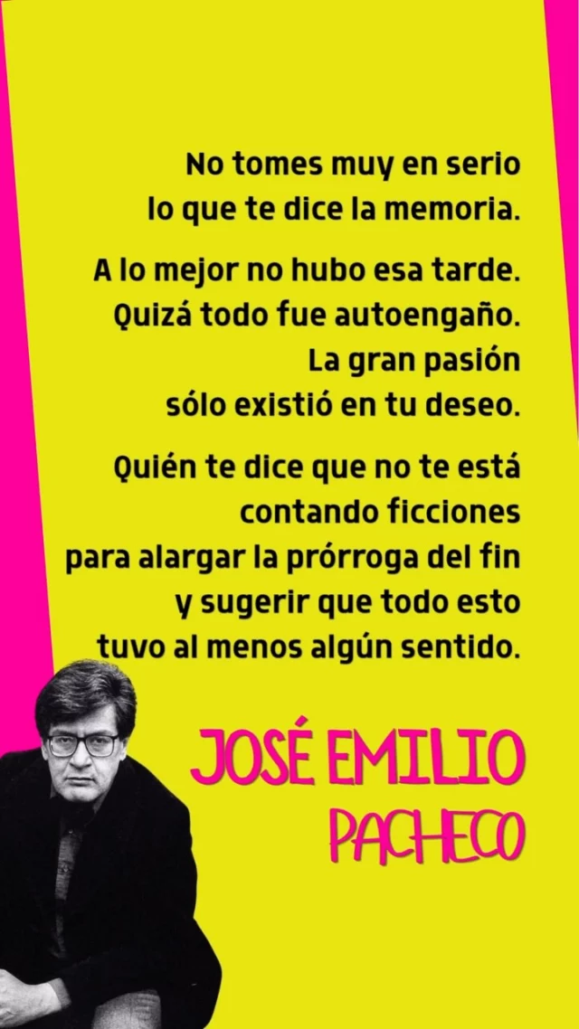 ❤️ Así, tal cual… ❤️🫰🏽

✍🏽José Emilio Pacheco siempre es y será uno de mis escritores y poetas favoritos.


Que sea una gran semana, la inicié algo atropellada, pero ya será después cuando lo cuente.
.
.
#alto_voltaje_emocional #libros #joseemiliopacheco #frases #bookstagram