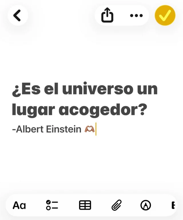 💊 Así, tal cual… ❤️🫰🏽

La pregunta de Einstein se me quedó rondando: ¿es acogedor el universo?

No sé si el mundo humano lo sea, pero sí creo que podemos hacer nuestra pequeña parte para volverlo un poquito más habitable. 

✍🏽 Un recordatorio para guardar y volver a leer.

Que sea un gran día.
.
.

#alto_voltaje_emocional #libros #einstein #blogpersonal #reflexiones